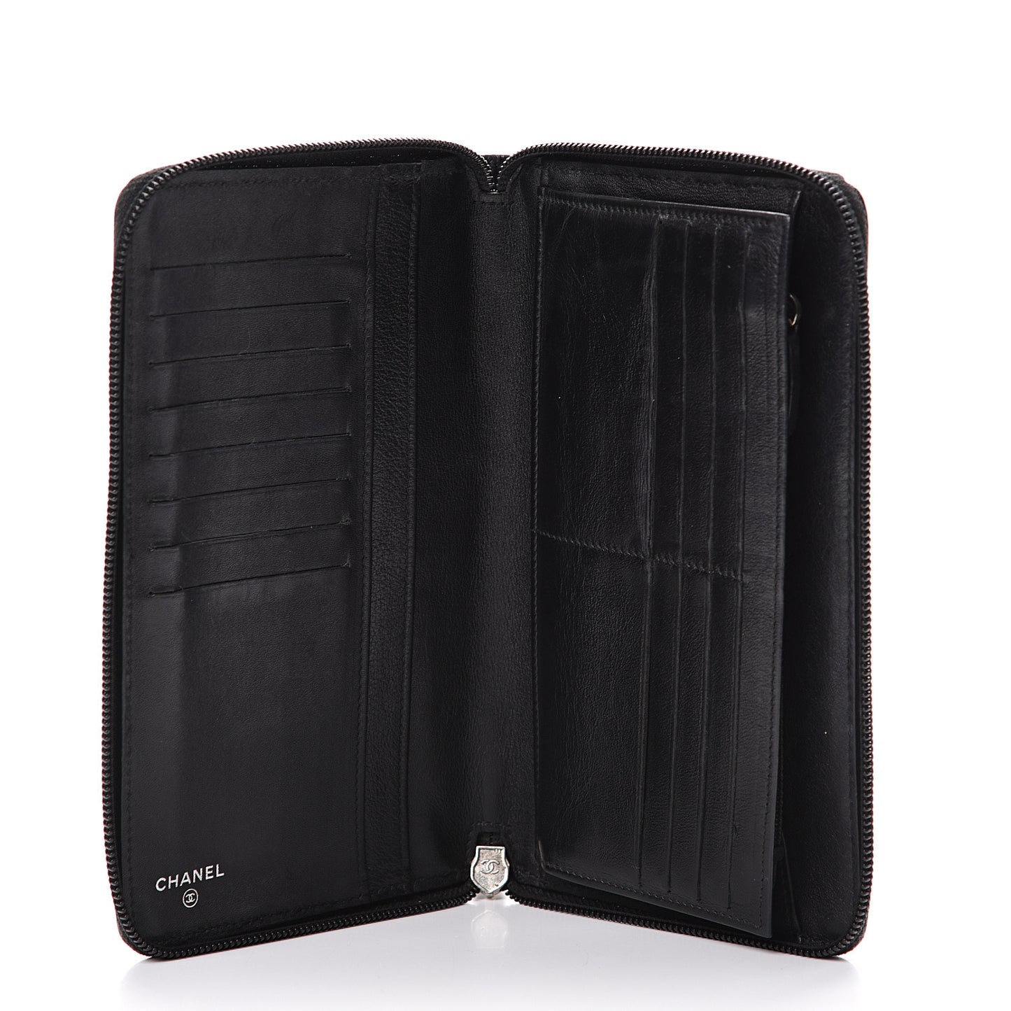 Caviar Large Timeless CC Zip Around Organizer Wallet Black