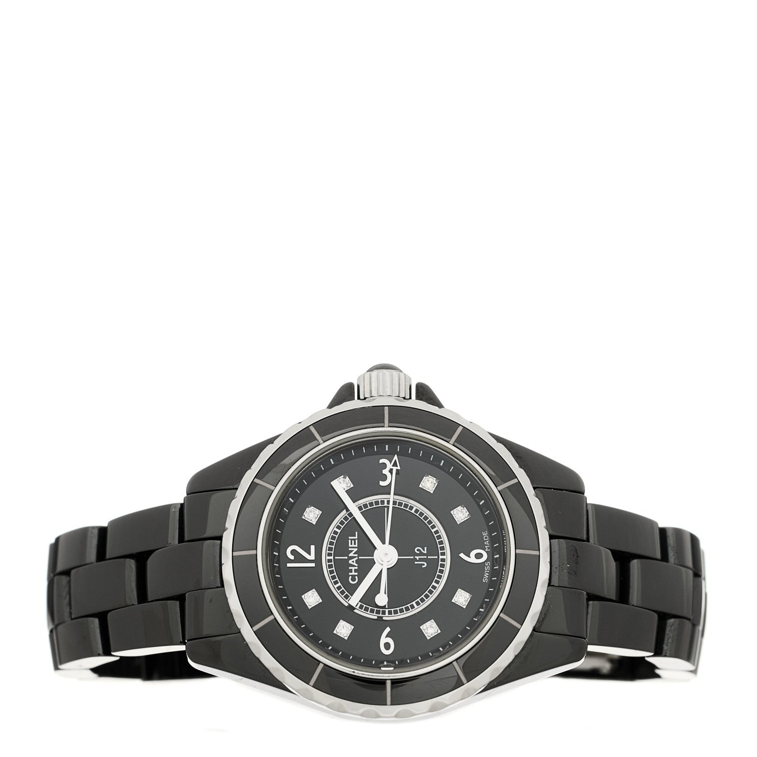 Chanel Stainless Steel Ceramic Diamond 29mm J12 Quartz Watch Black 2 of 4