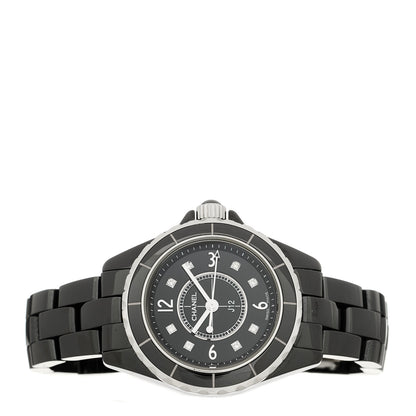 Chanel Stainless Steel Ceramic Diamond 29mm J12 Quartz Watch Black 2 of 4