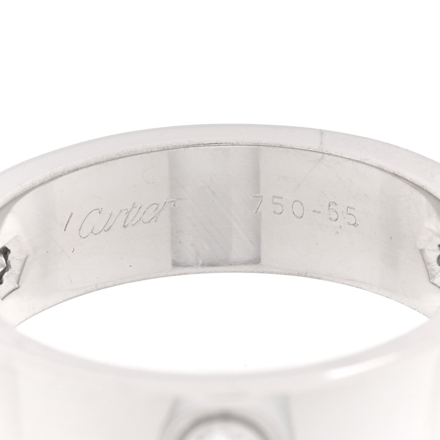 Cartier 18K White Gold 3 Diamond 5.5mm LOVE Ring 55 7.25 4 of 5