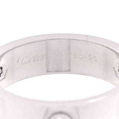 Cartier 18K White Gold 3 Diamond 5.5mm LOVE Ring 55 7.25 4 of 5