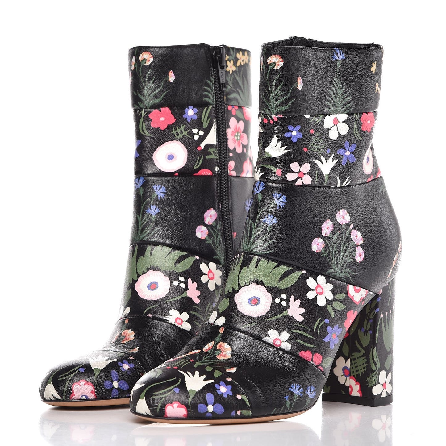 Calfskin Camugarden Paneled Ankle Boots 35.5 Black