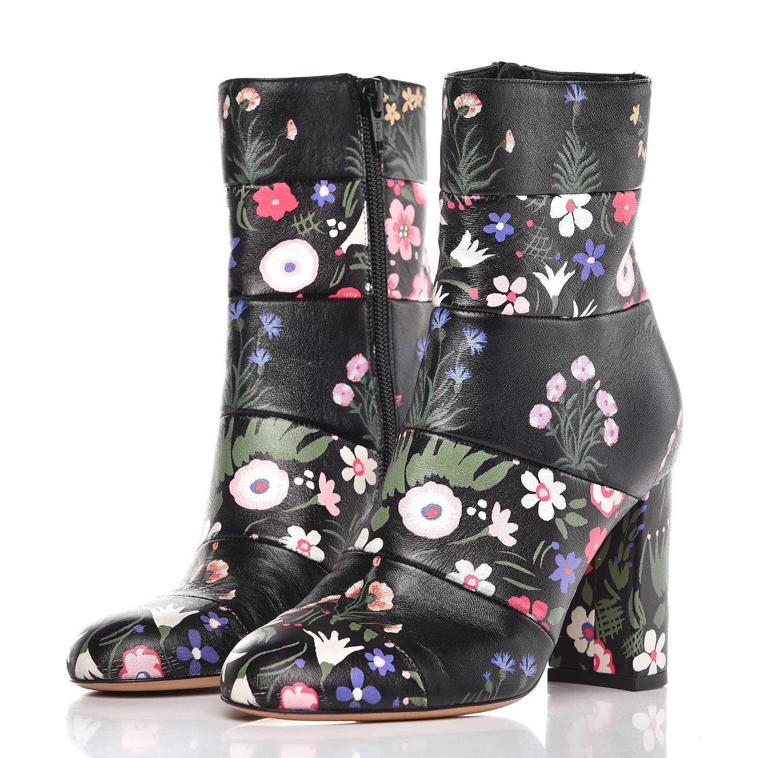 Valentino Garavani Calfskin Camugarden Paneled Ankle Boots 35.5 Black 3 of 9