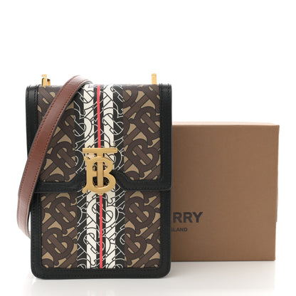 Burberry E-Canvas Monogram Stripe Robin Bag Bridle Brown 12 of 12