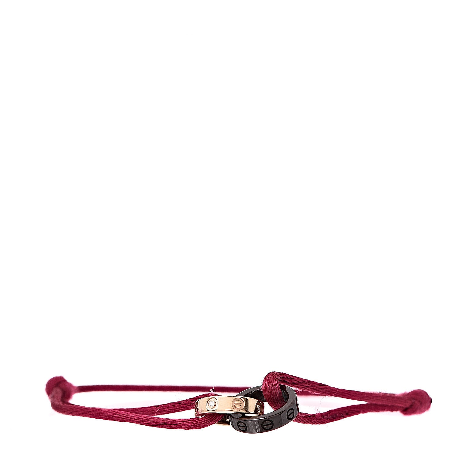 Cartier 18K Pink Gold Ceramic 4 Diamond LOVE Cord Bracelet Magenta 1 of 6