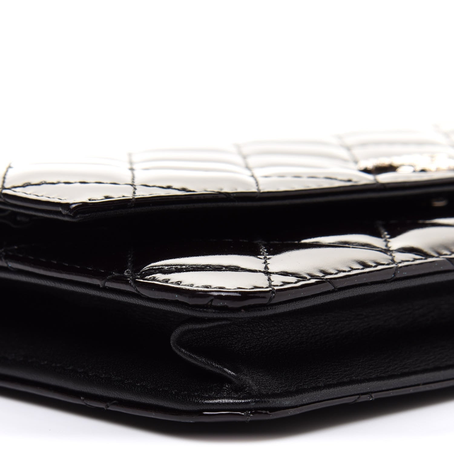 Chanel Patent Quilted Brilliant Wallet On Chain WOC Black 10 of 12
