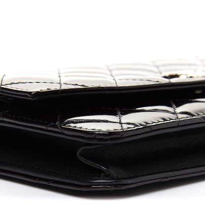 Chanel Patent Quilted Brilliant Wallet On Chain WOC Black 10 of 12