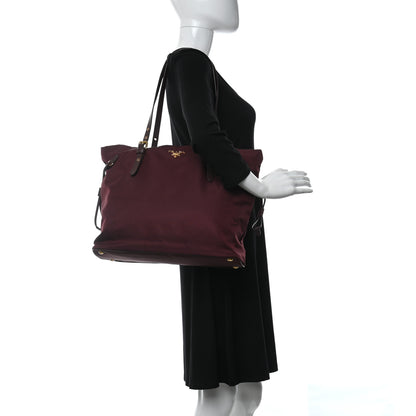 Prada Tessuto Nylon Saffiano Tote Granato 3 of 8