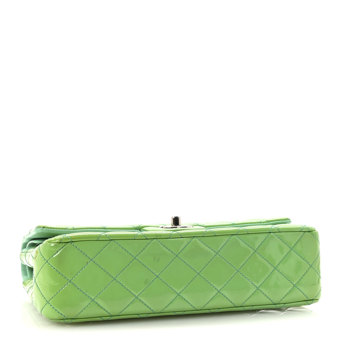 Patent Quilted Medium Double Flap Green