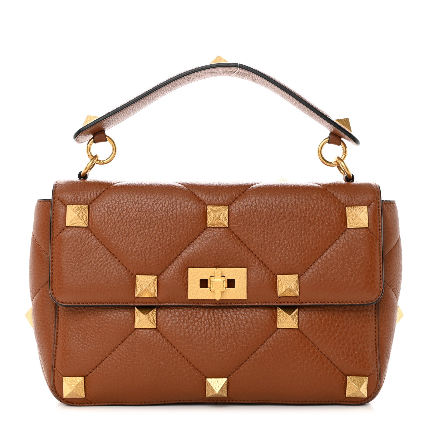Valentino Garavani Grained Calfskin Large Roman Stud Shoulder Bag Selleria 1 of 13