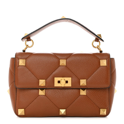 Valentino Garavani Grained Calfskin Large Roman Stud Shoulder Bag Selleria 1 of 13