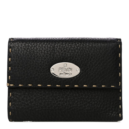 Fendi Calfskin Romano Selleria Tri-Fold Wallet Black 1 of 17