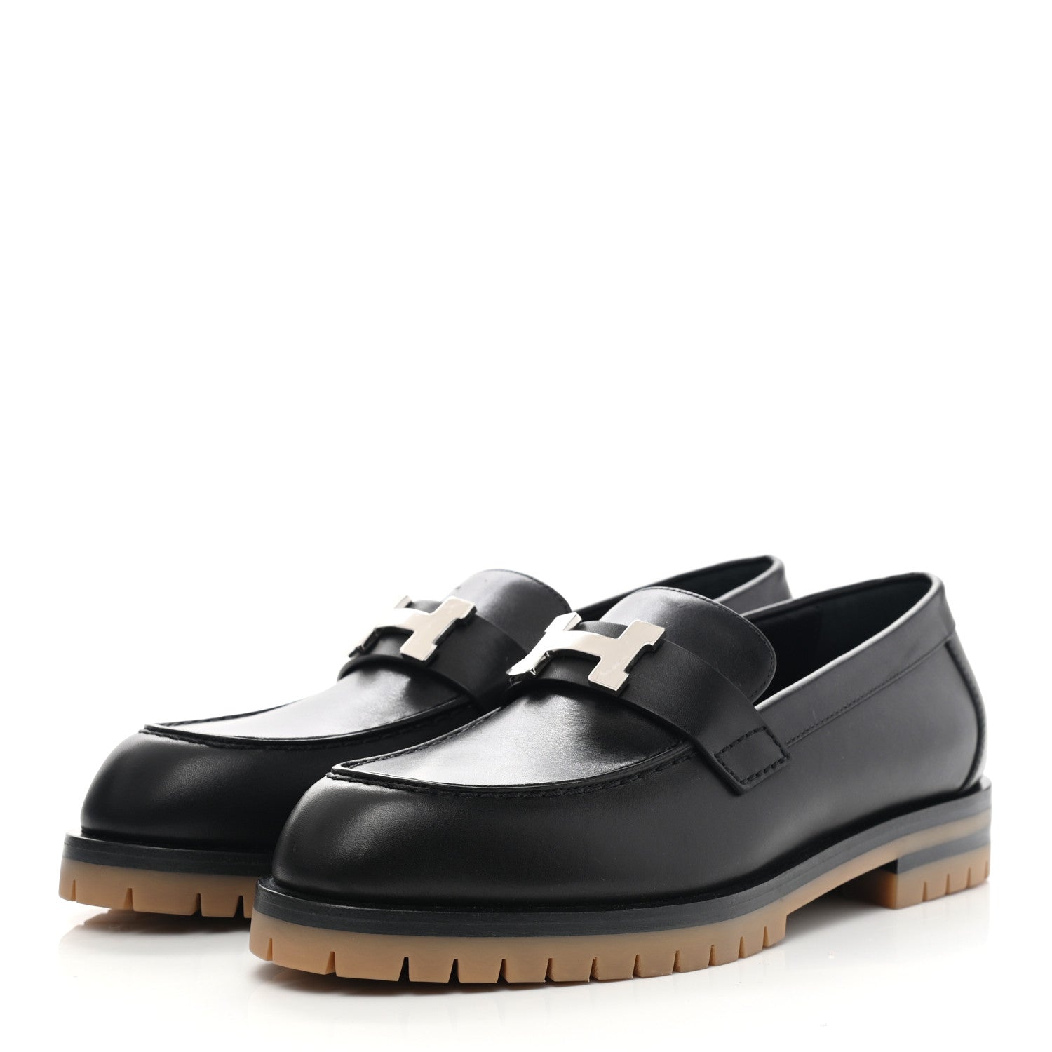Hermes Calfskin Womens Faubourg Loafers 36.5 Black 3 of 11
