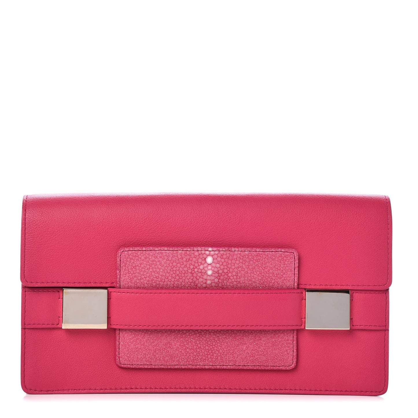 Calfskin Galuchat Long Madame Polo Clutch Rose Indien