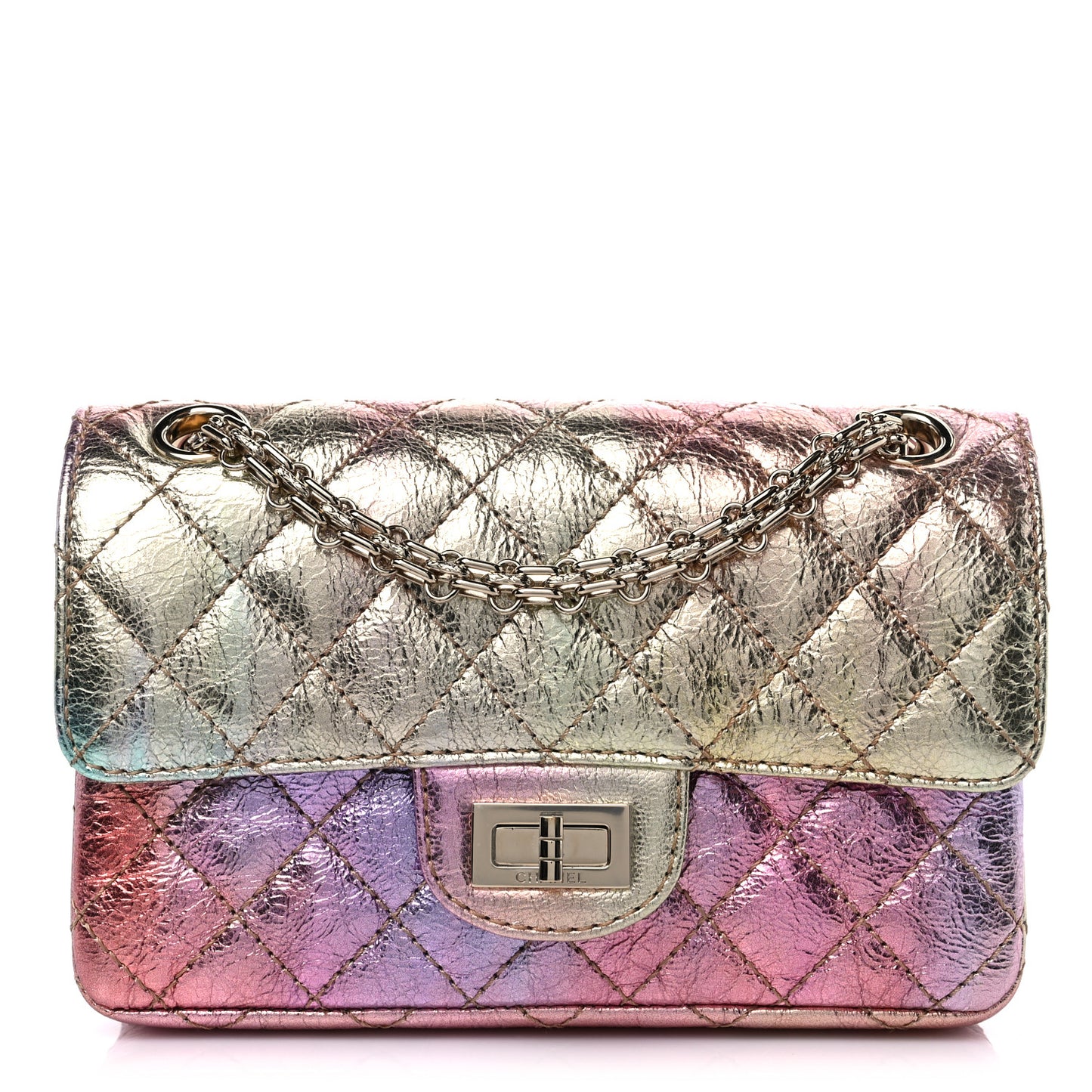 Metallic Goatskin Quilted Mini 2.55 Reissue Flap Multicolor