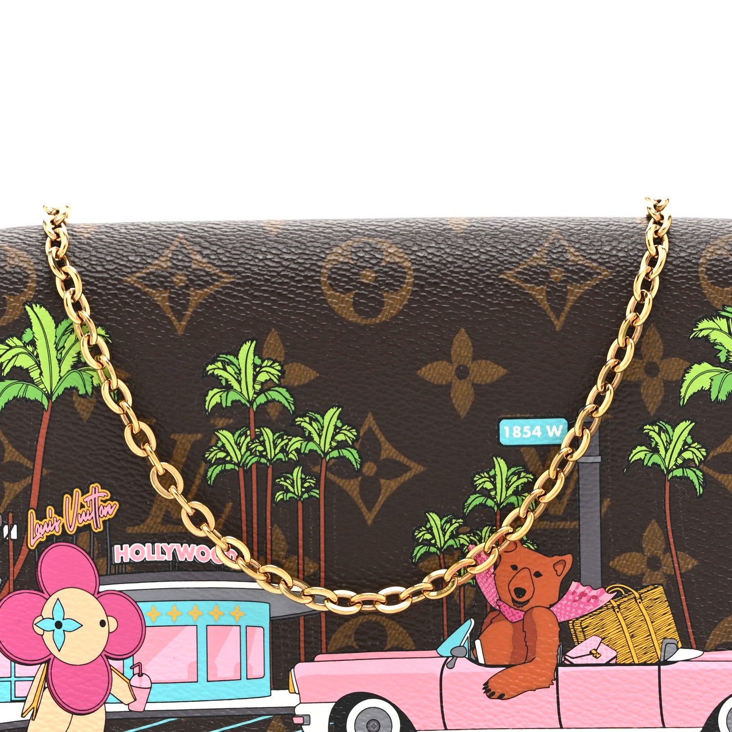 Louis Vuitton Monogram 2021 Christmas Animation Hollywood Pochette Felicie Chain Wallet Fuchsia 8 of 10