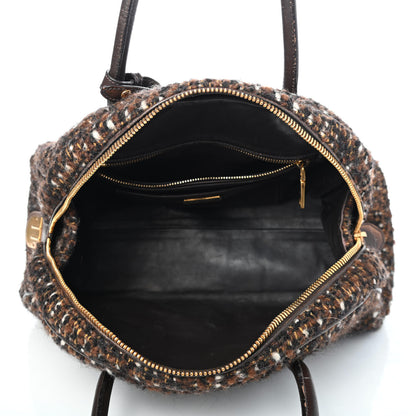 Prada Tessuto Tweed Vitello Bowling Bag Cacao Knicker 4 of 4
