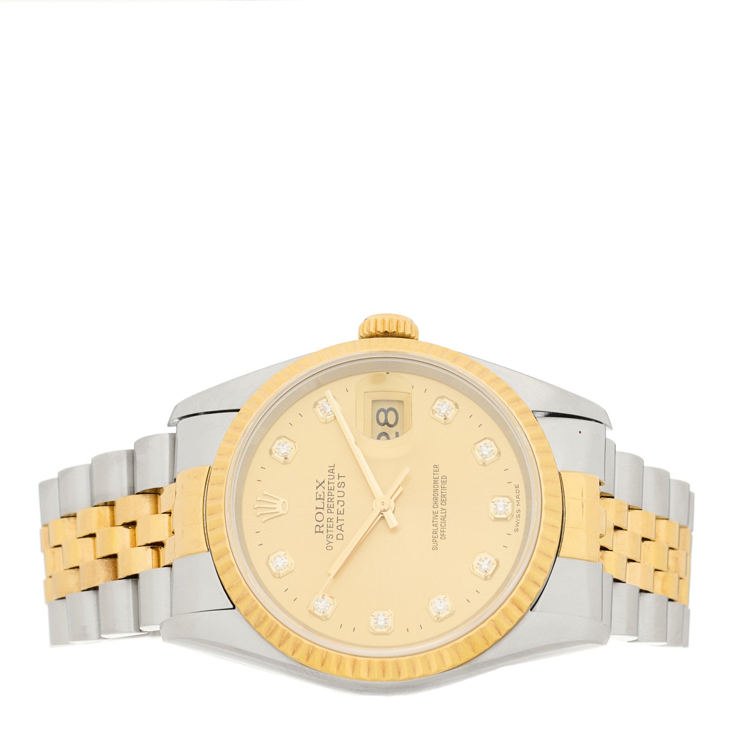 Rolex Stainless Steel 18K Yellow Gold Diamond 36mm Oyster Perpetual Datejust Watch Champagne 16233 2 of 4