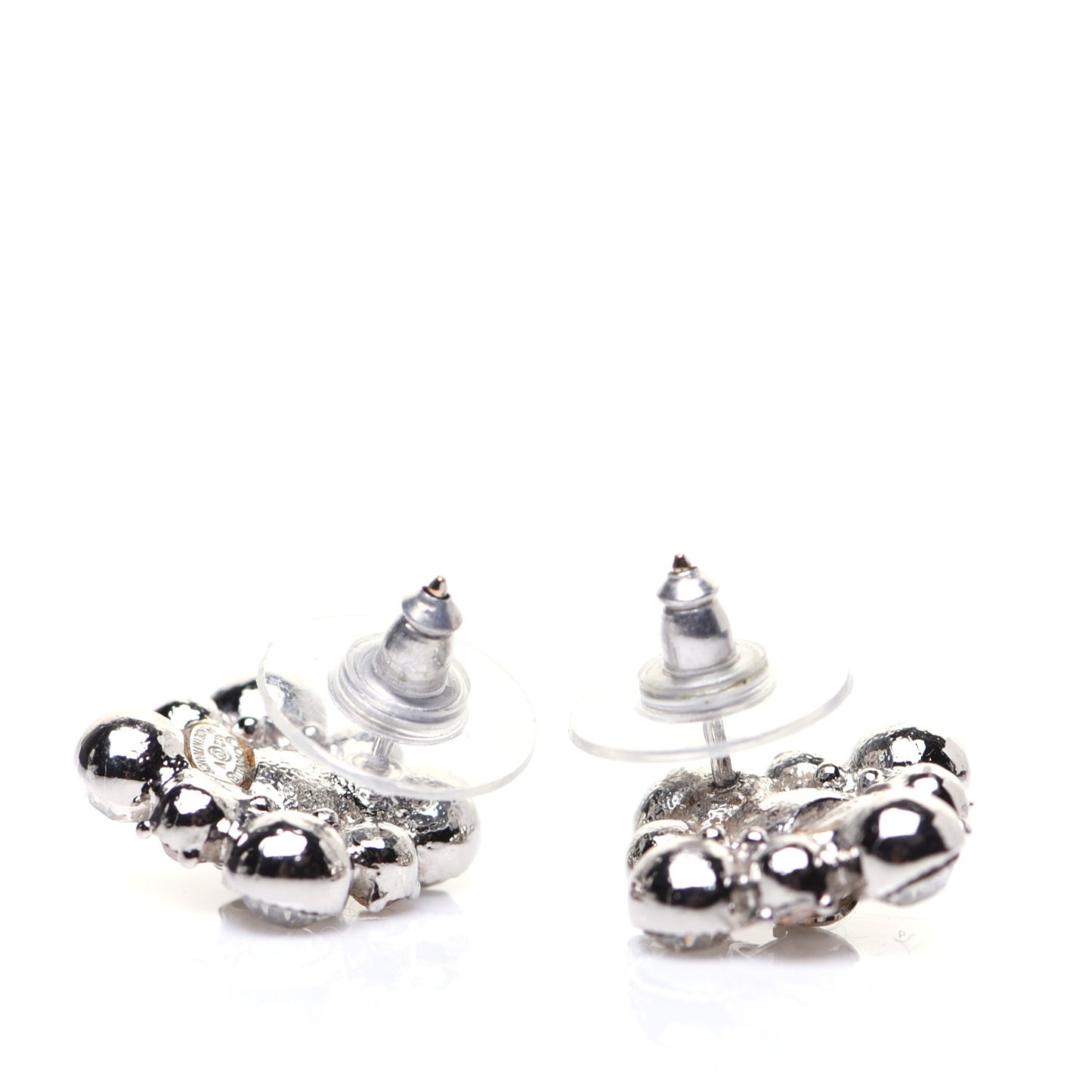 Crystal CC Flower Earrings Silver