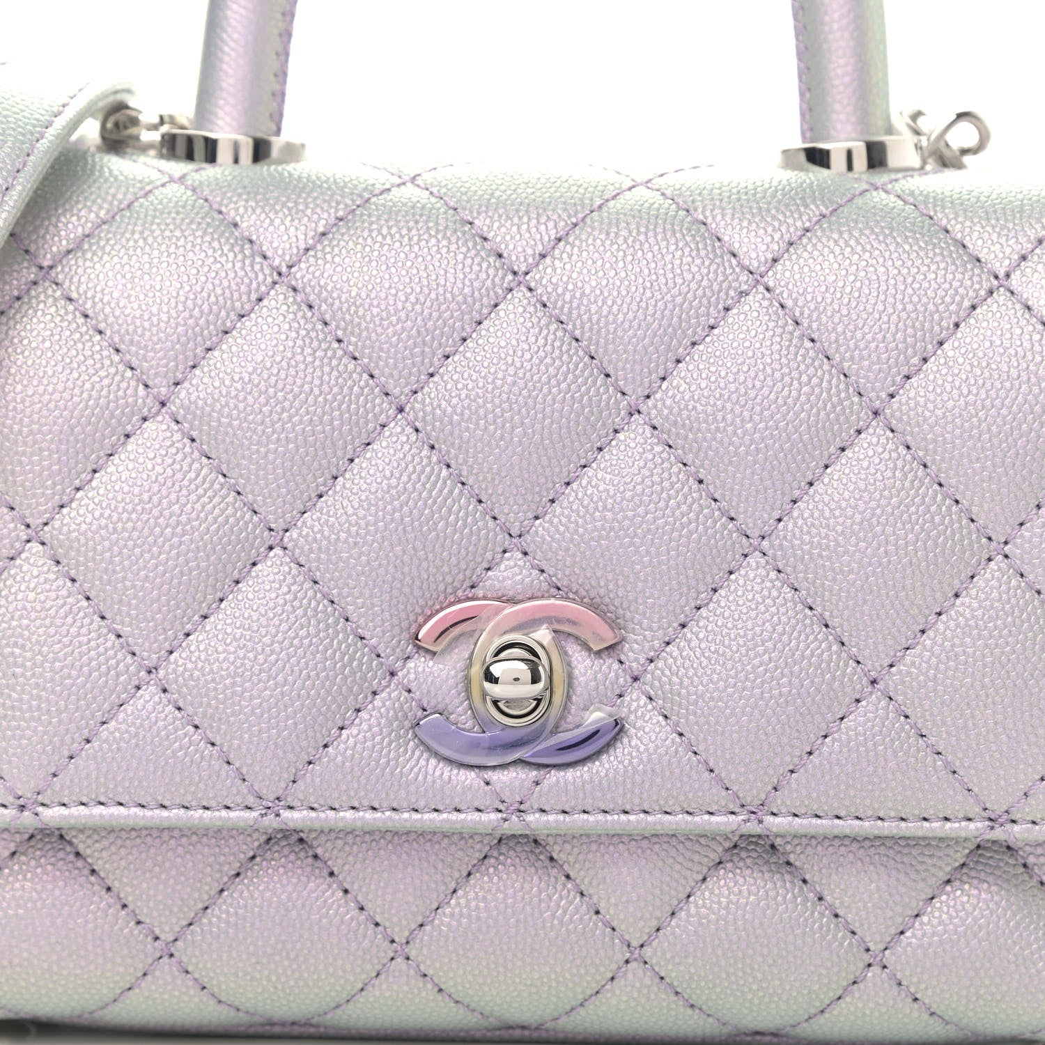Chanel Iridescent Caviar Quilted Extra Mini Coco Handle Flap Purple 7 of 10