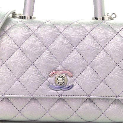 Chanel Iridescent Caviar Quilted Extra Mini Coco Handle Flap Purple 7 of 10