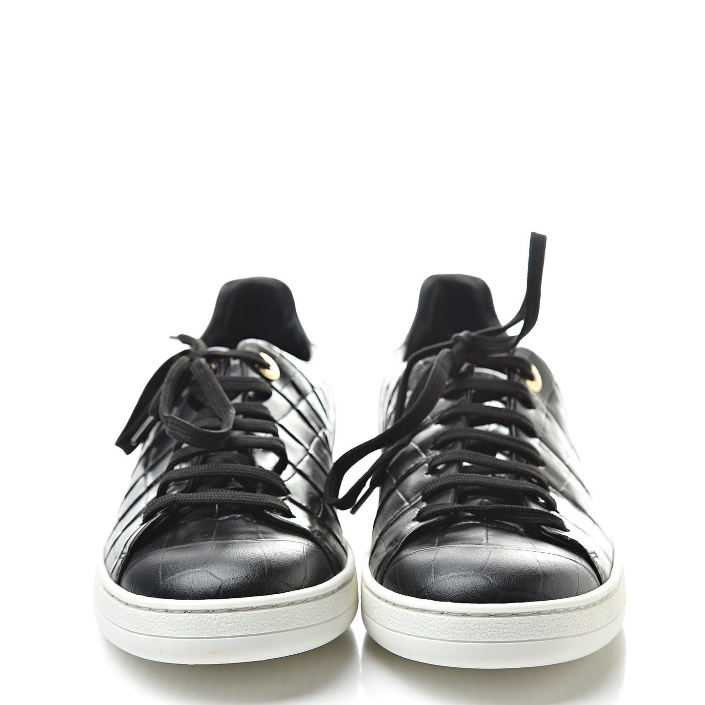 Calfskin Crocodile Embossed Frontrow Sneakers 39 Black