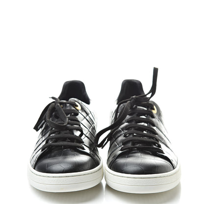 Louis Vuitton Calfskin Crocodile Embossed Frontrow Sneakers 39 Black 2 of 9