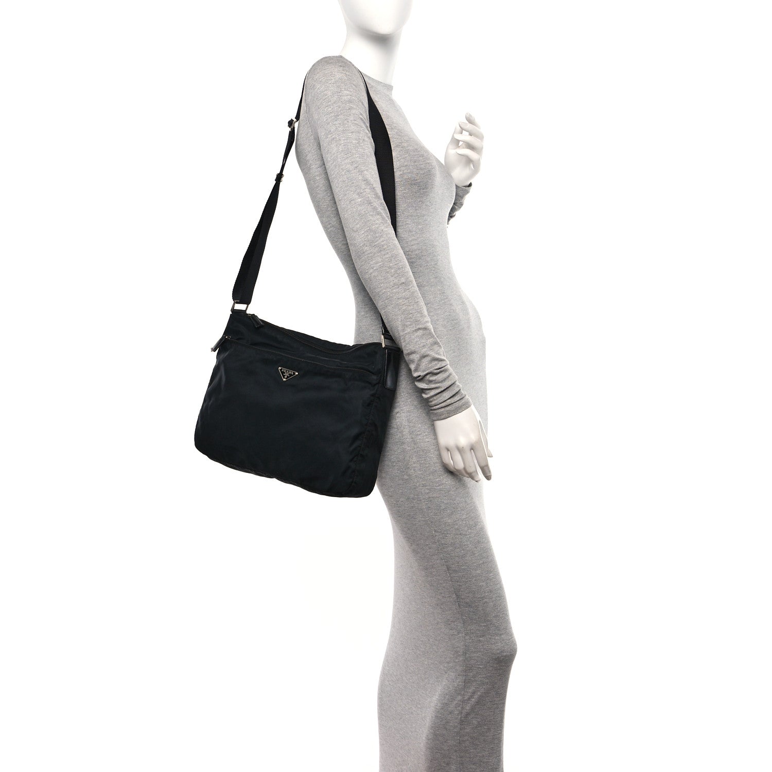 Prada Tessuto Nylon Messenger Bag Black 2 of 9