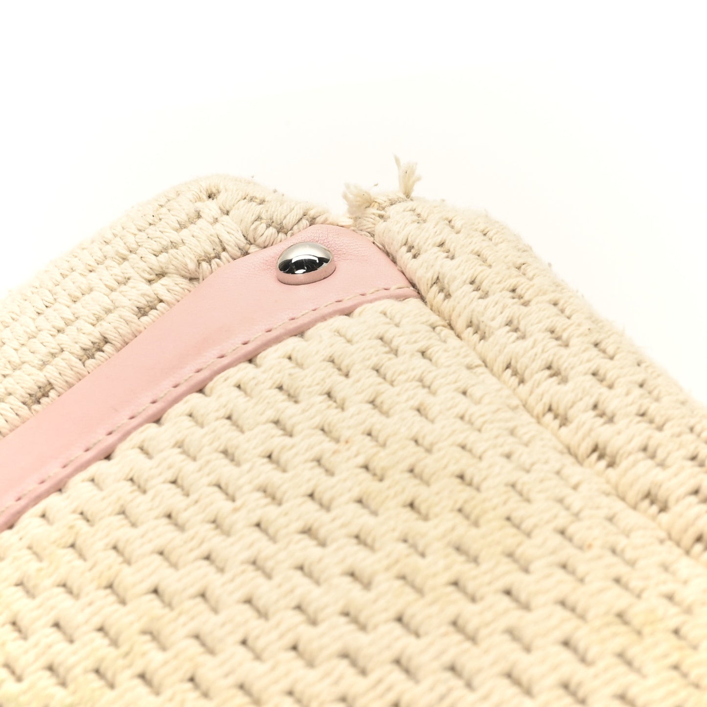 Canvas Woven Lambskin Lax Accordion Hobo Pink