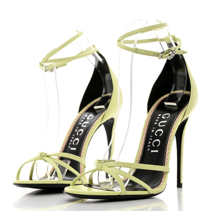 Gucci Nappa Charlotte GG Ankle Strap High Heel Sandals 39.5 Pistachio Green 3 of 8