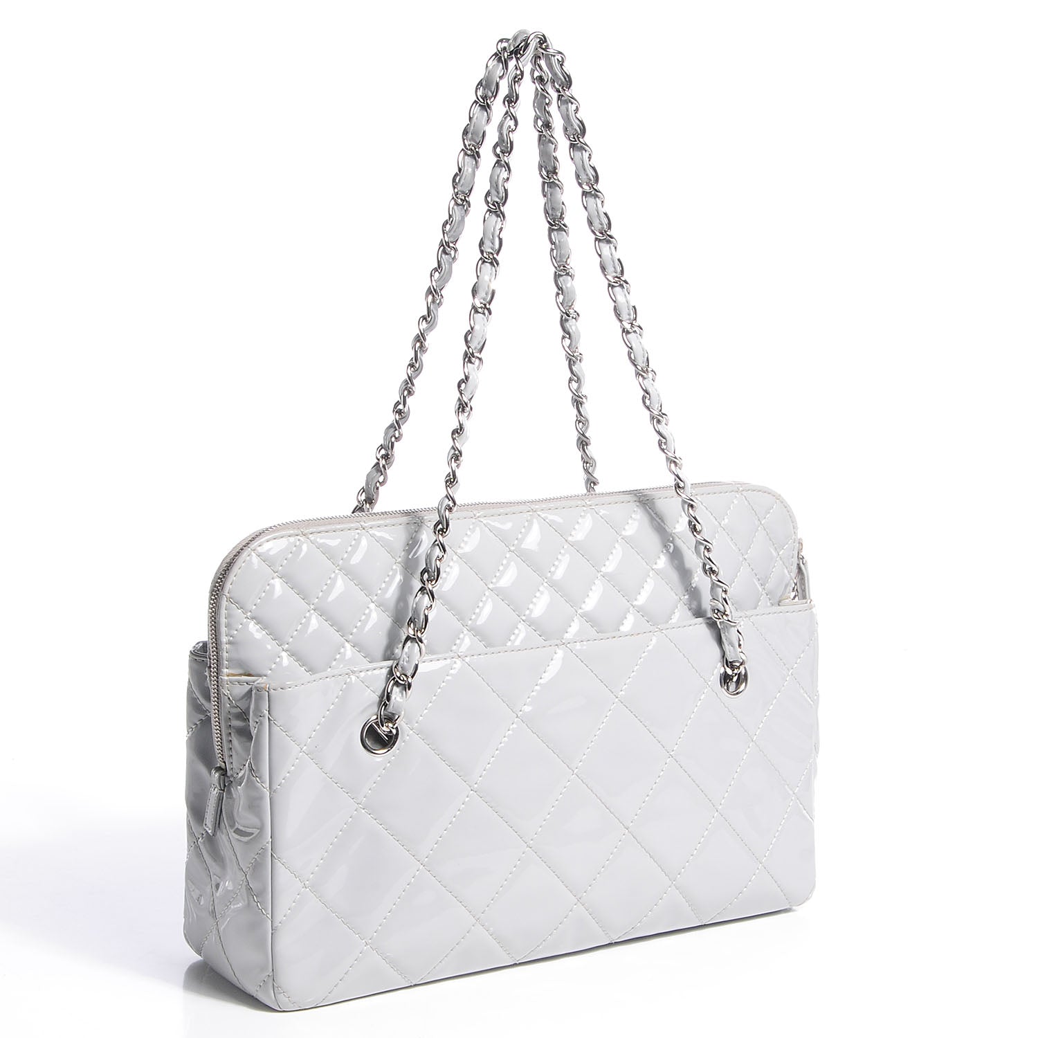 Chanel Vinyl Quilted In the Business Camera Case Light Grey 3 of 9