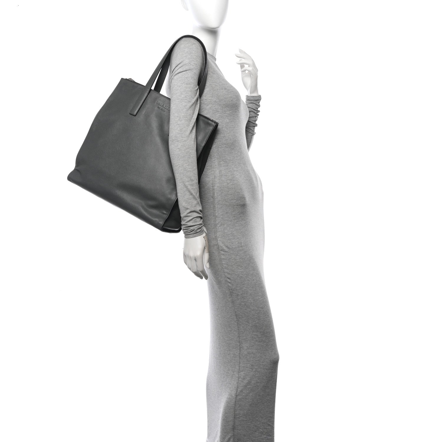 Prada Saffiano Travel Shopping Tote Mercurio 2 of 14