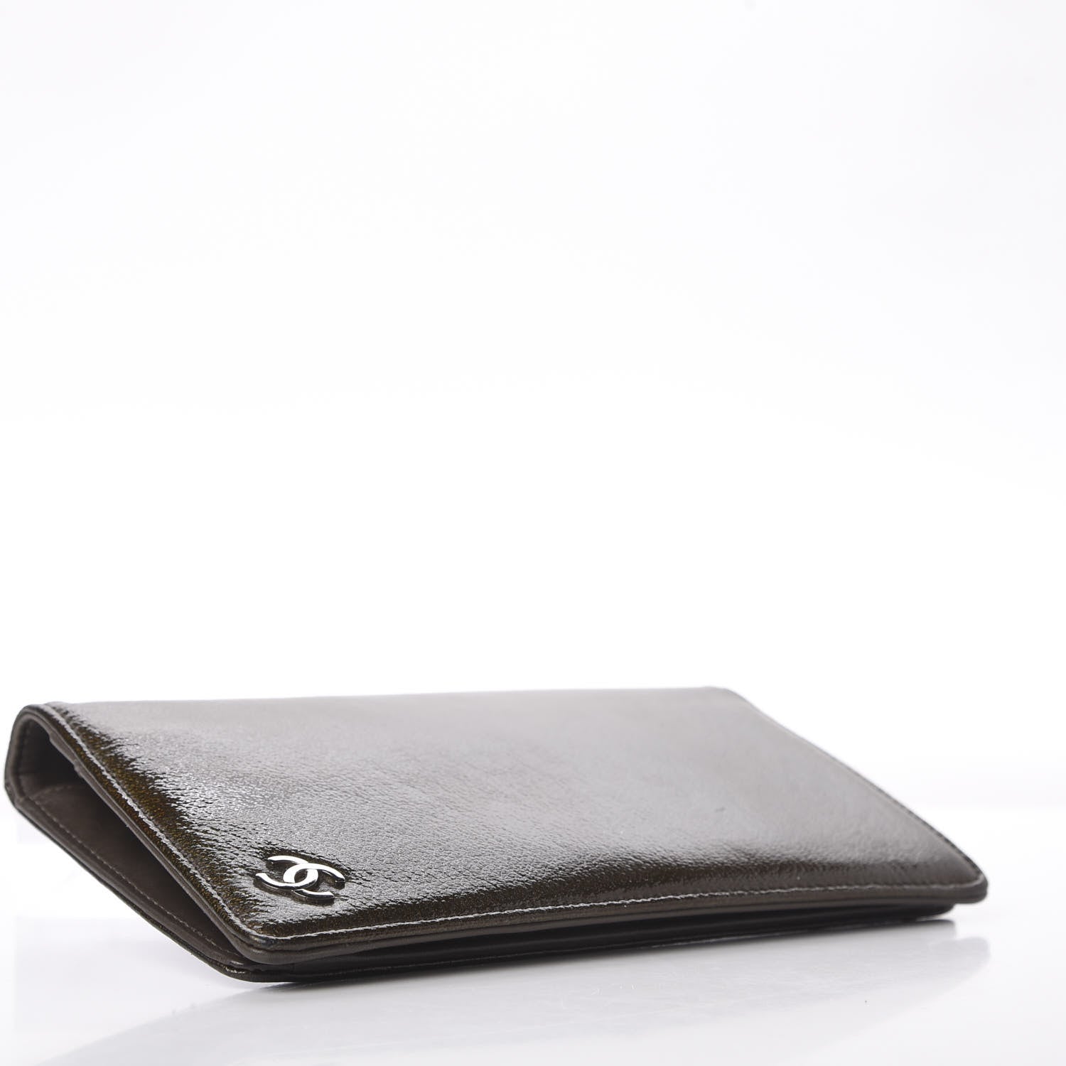 Chanel Grained Patent CC Yen Wallet Brown 4 of 13