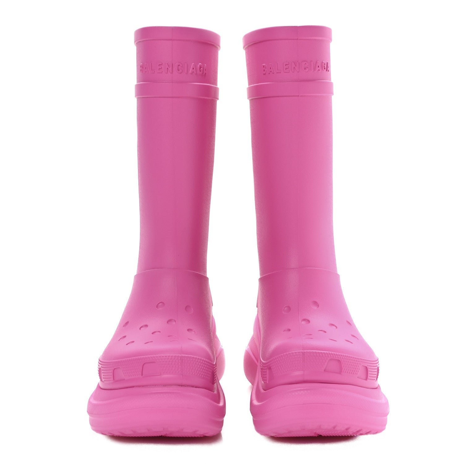 Balenciaga X CROCS Rubber Womens Rain Boots 40 Electric Pink 3 of 7