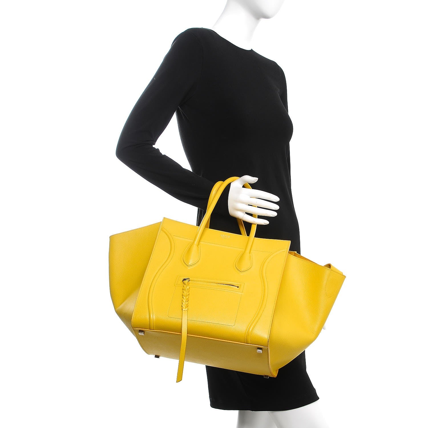 Celine Baby Grained Calfskin Medium Phantom Luggage Sun Yellow 2 of 15