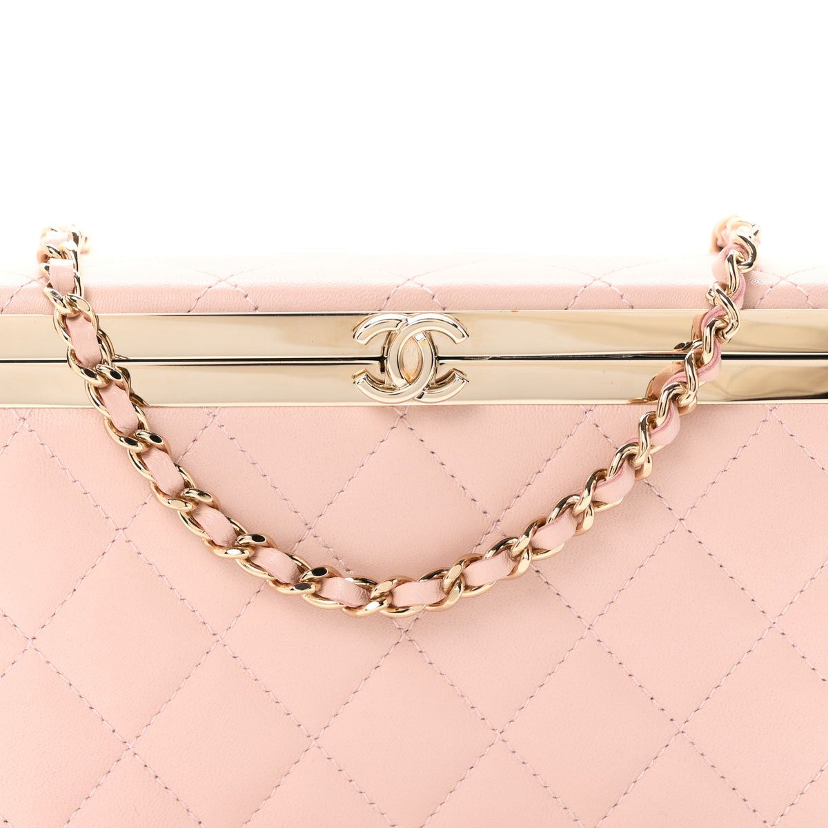 Lambskin Quilted CC Vanity With Chain Light Pink