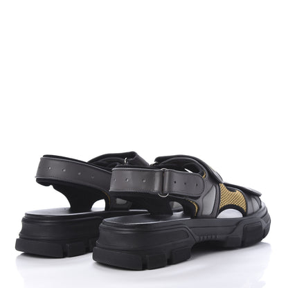 Gucci X SEGA Nappa Mesh Mens Aguru Sandals 12 Loess Black 4 of 10