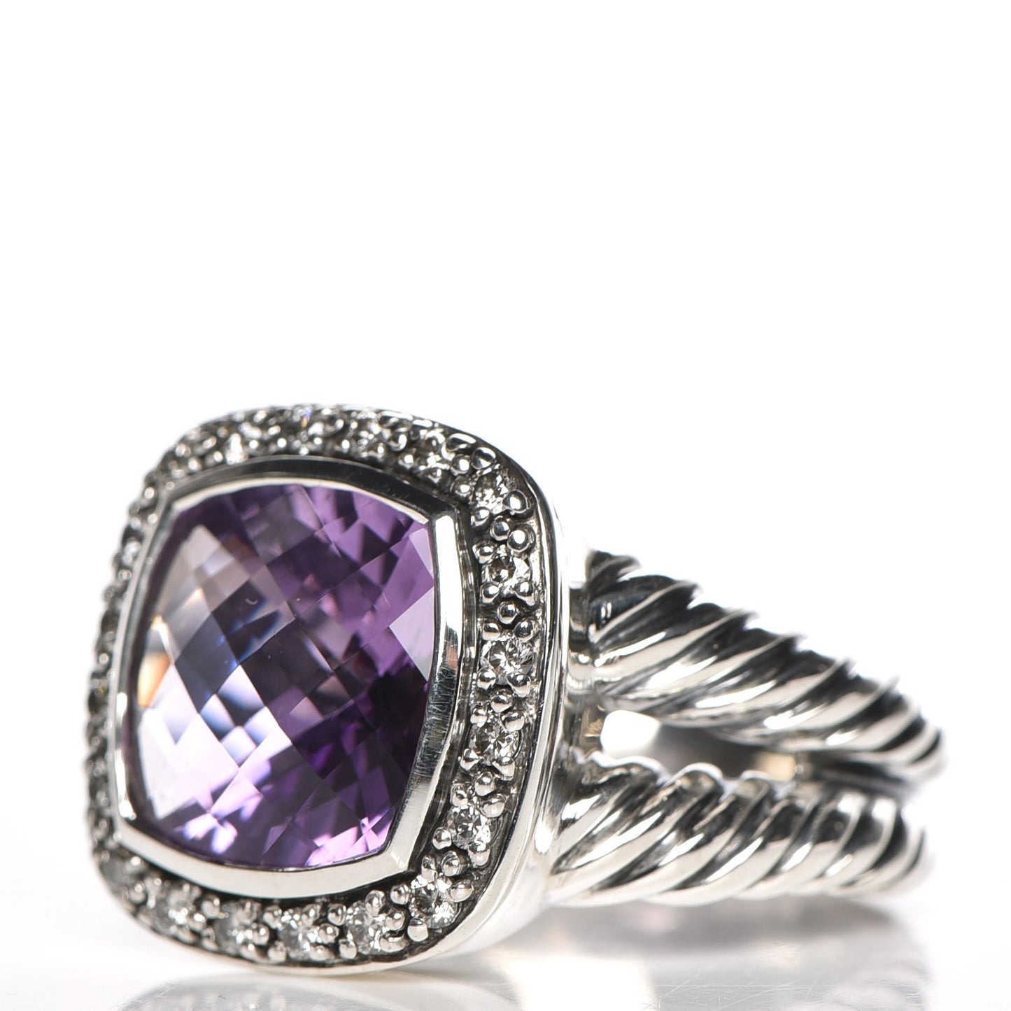 Sterling Silver Diamond Amethyst 11mm Albion Ring 54 7