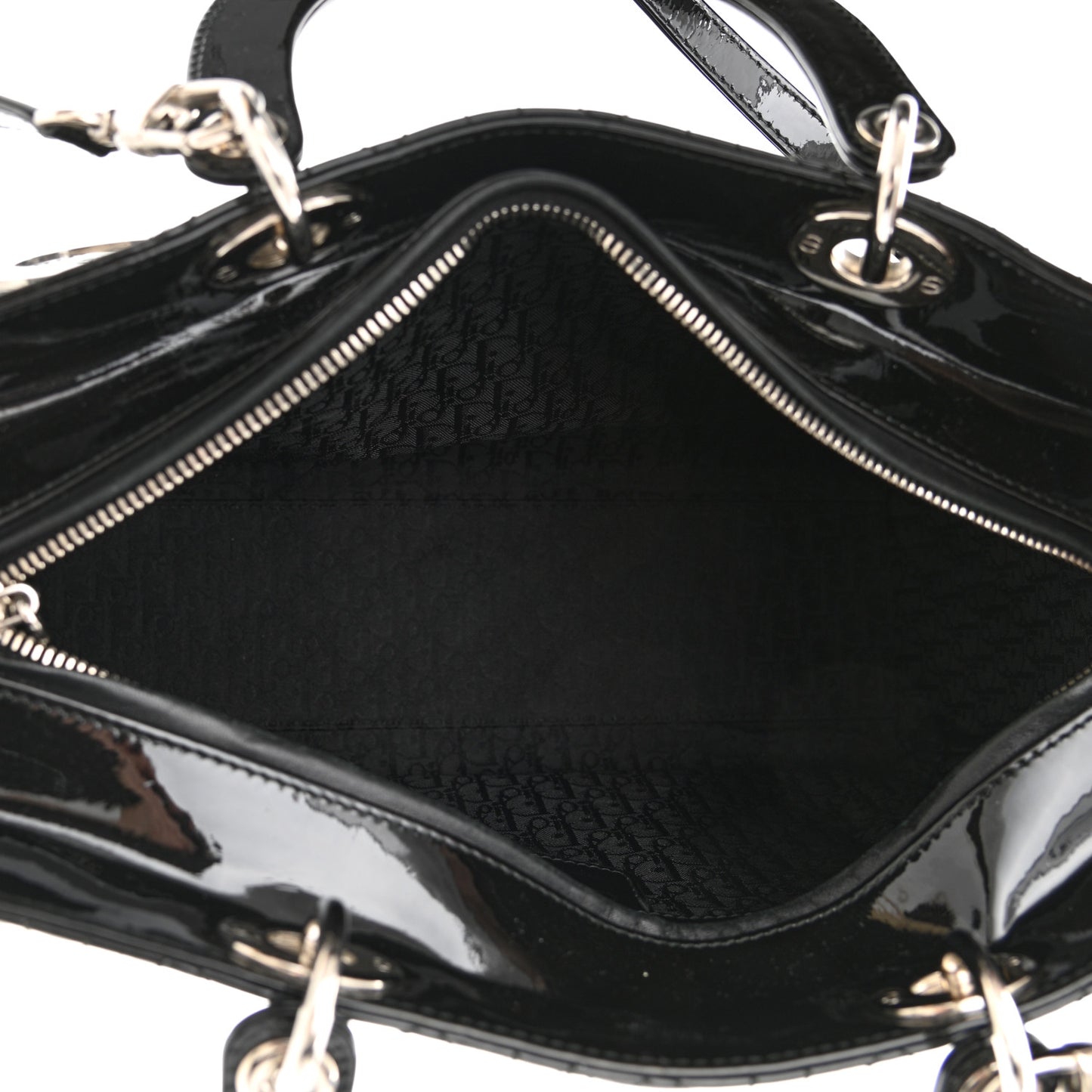 Patent Cannage Large Lady Dior Black