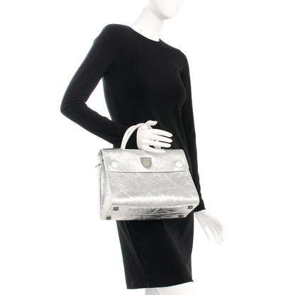 Christian Dior Metallic Calfskin Medium Diorever Flap Silver 3 of 12