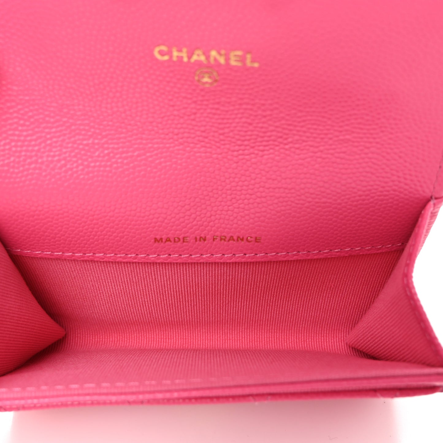 Caviar Quilted Flap Card Holder Wallet Pink