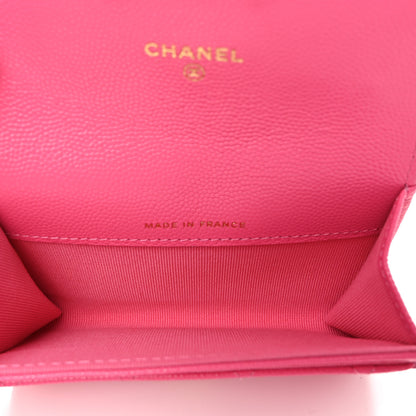 Chanel Caviar Quilted Flap Card Holder Wallet Pink 5 of 8