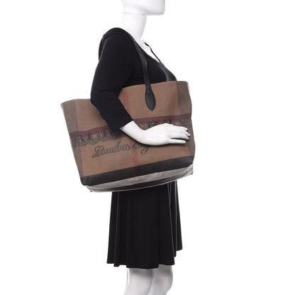Burberry Coated Canvas Mega Check Medium Doodle Tote Black 2 of 9