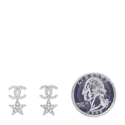 Chanel Crystal CC Star Earrings Silver 2 of 4