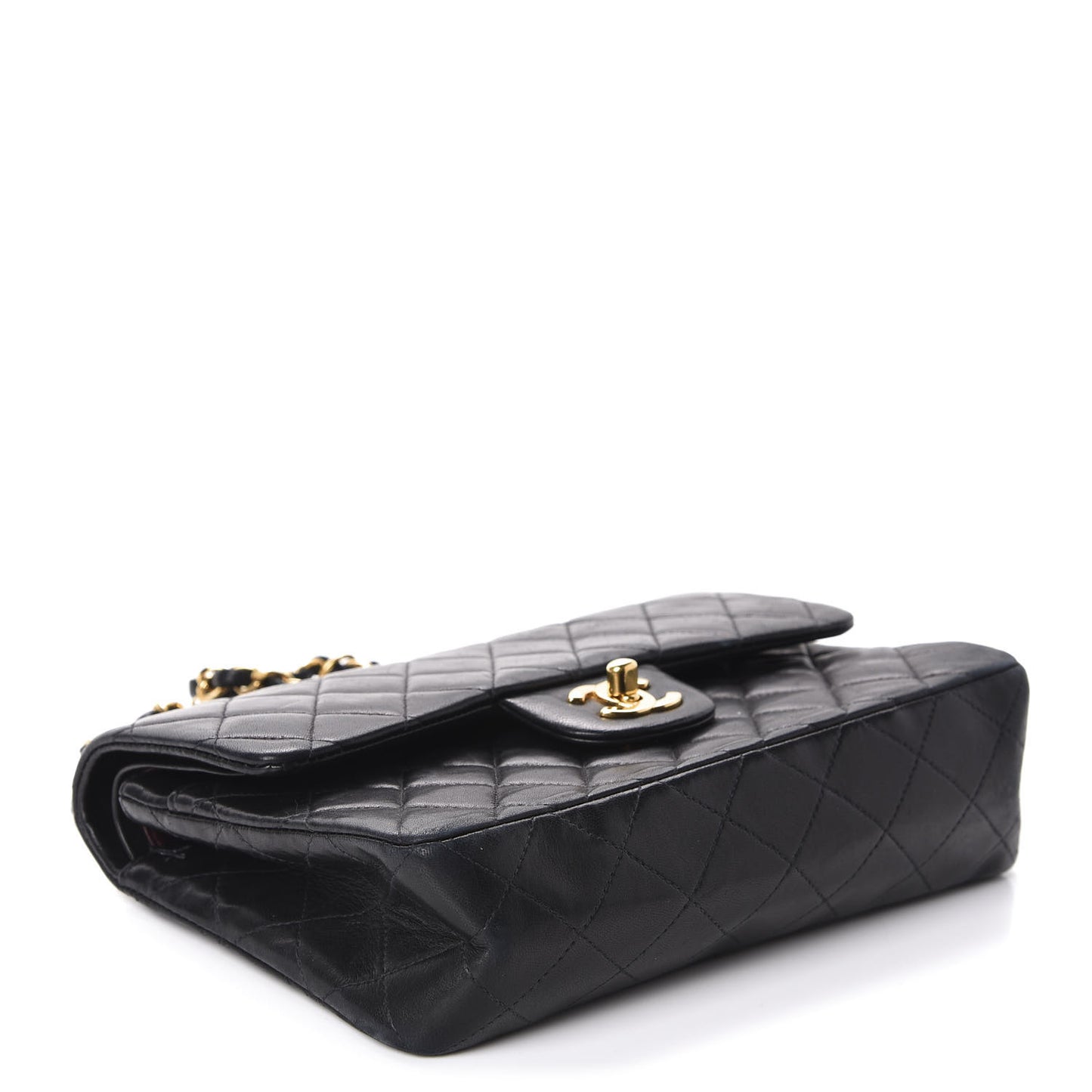 Lambskin Quilted Small Double Flap Black