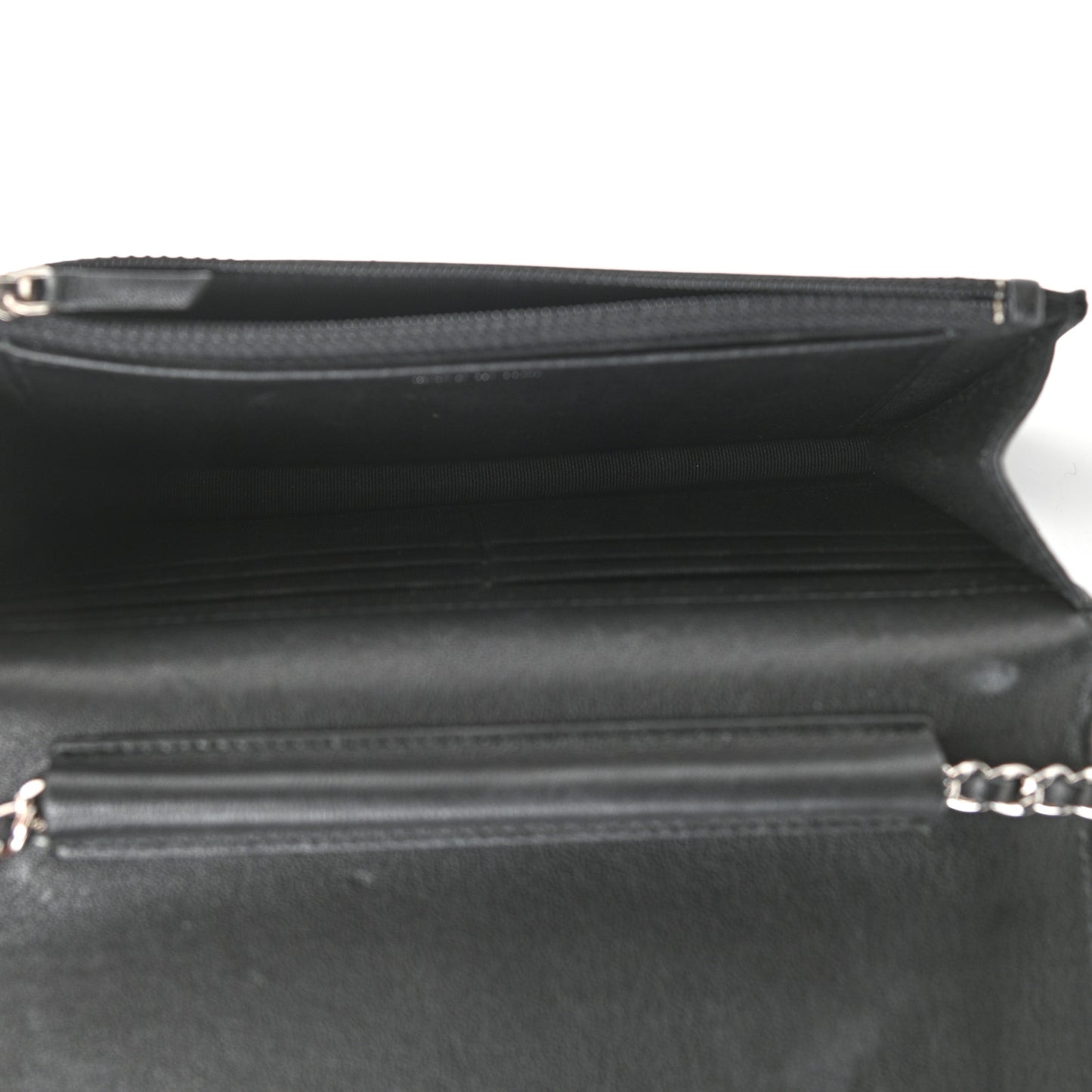 Grained Calfskin Quilted Urban Champion Wallet On Chain WOC Black