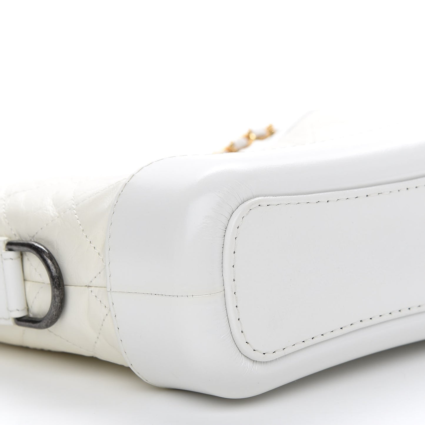 Aged Calfskin Quilted Small Gabrielle Hobo White