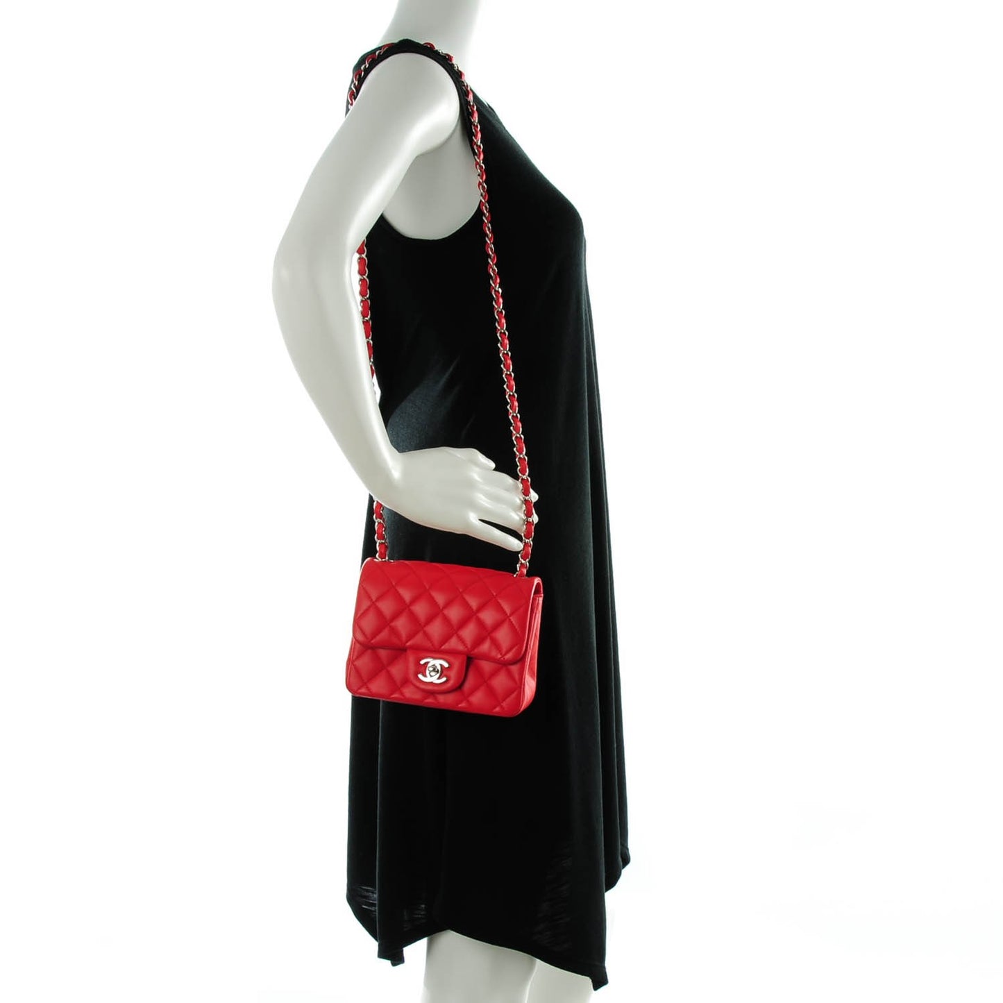 Lambskin Quilted Mini Square Flap Red