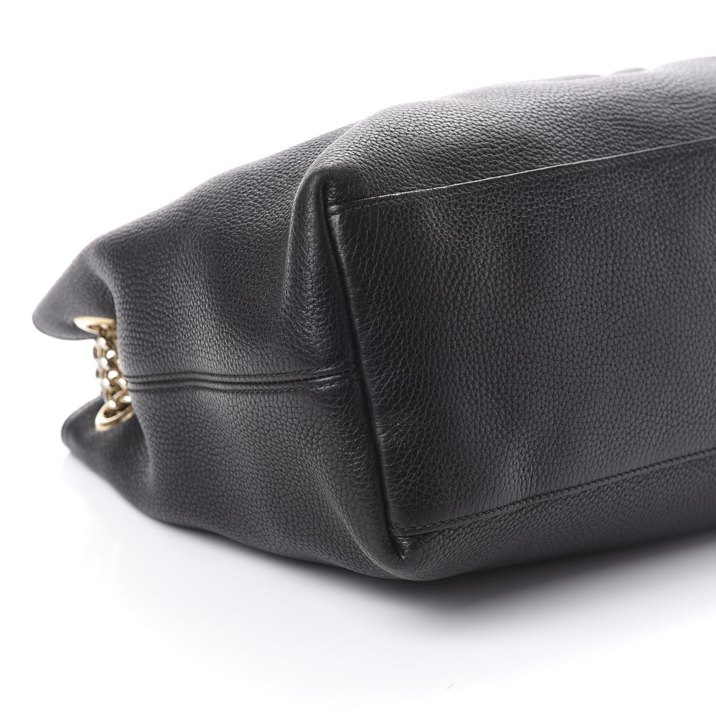 Pebbled Calfskin Medium Soho Chain Shoulder Bag Black