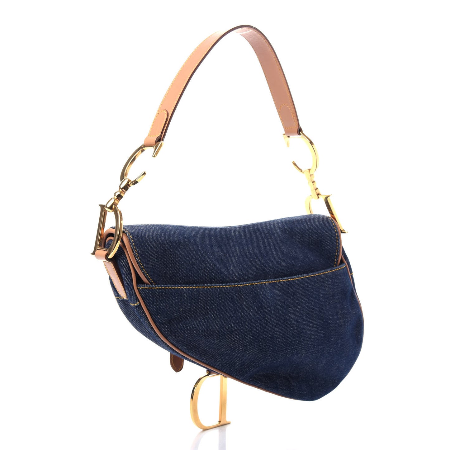 Denim Calfskin Saddle Bag Blue